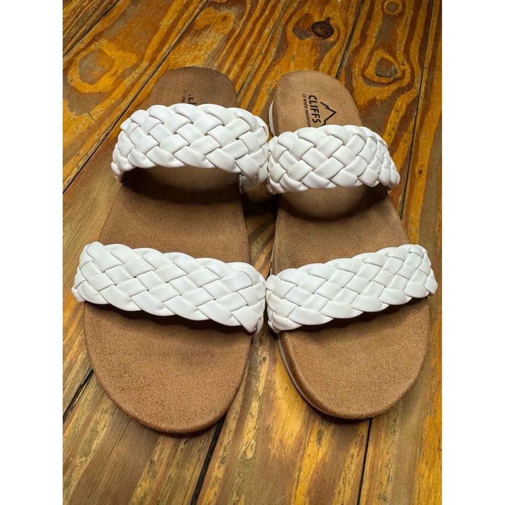 Cliffs by White Mountain White Braided Strap Sandals Size 8M
